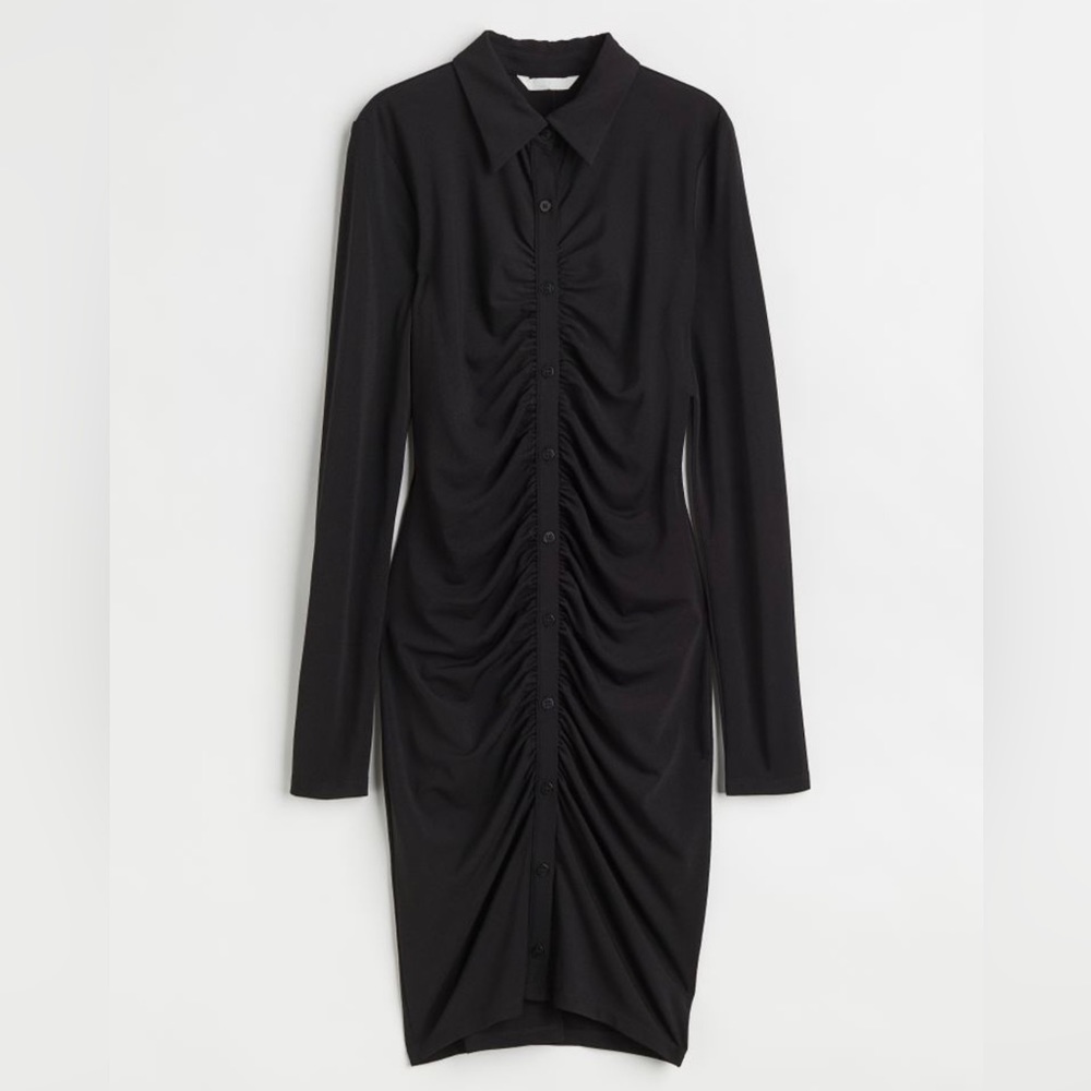 H&M Button Down Long Sleeve Bodycon Mini Shirt Dress